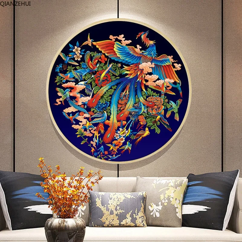 QIANZEHUI Needlework,DIY Peacock living room small flower Cross stitch,Sets For Embroidery kit Full embroidery Cross-Stitching