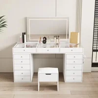selling solid square wooden dressing table white glass mirrored dressing table 2