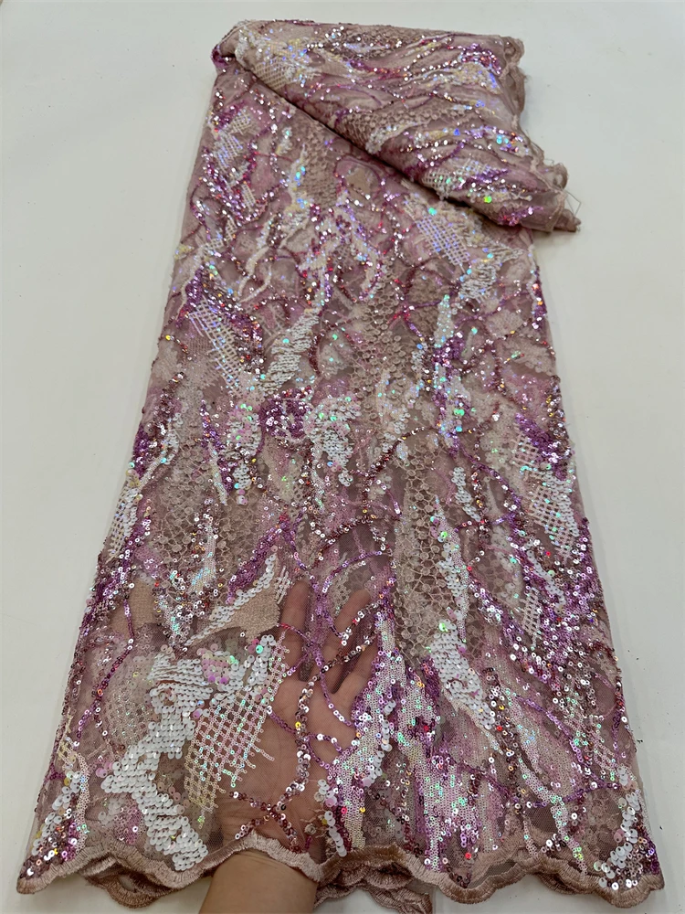 

Luxury Sequins Lace Fabric Embroidery French Tulle African Lace Fabric High Quality 2023 Nigerian Sewing for Party RF