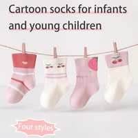 4Pairs 0-5Years Spring Autumn Newborn Toddlers Cotton Socks Baby Little Cherry Gigh-elastic New Products Princess Shoes Girl 2