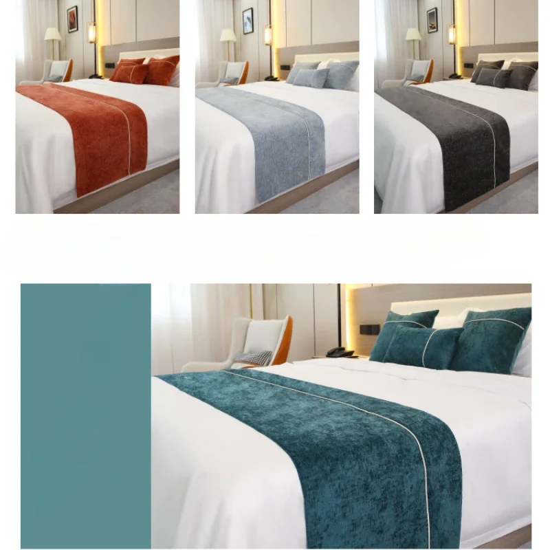 Solid Bedspreads Bed Runner Double Layer Bed Flag Throw Bedding Single Queen King Cover Towel Home Hotel Decorations Bedding