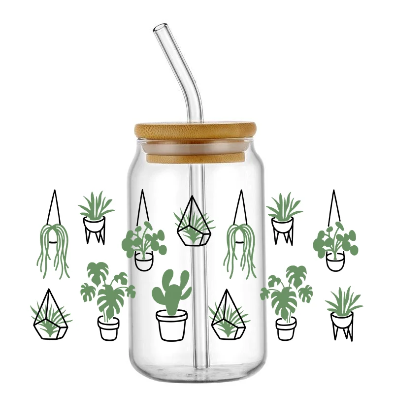 Retro Small Colorful Flowers Pattern UV DTF Transfer Sticker Waterproof Transfers Decals For 16oz Glass Cup Wrap Stickers