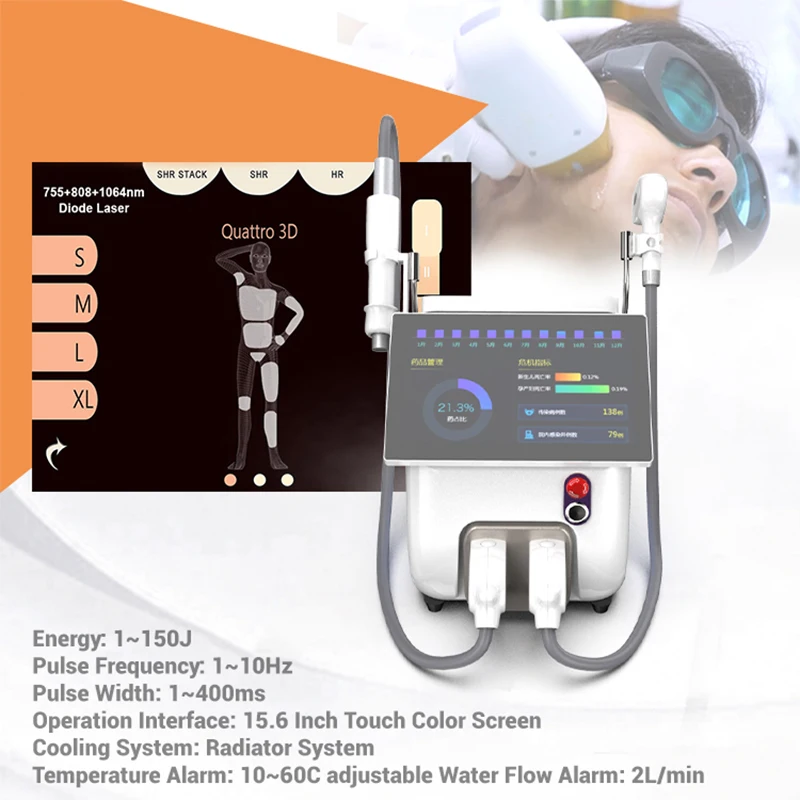

2 In 1 Nd Yag Laser Tattoo Removal Portable 808 755 1064nm Diode Laser Hair Removal Machine 15.6 inch Permanent Hair Epilator
