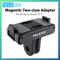 TELESIN For DJI Osmo Action 3 4 Magnetic Two Claw Adapter Quick Release Mount For DJI Osmo Action 3 4 OA Mounting Accessories 1