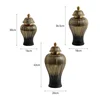 Ceramic Checkmate Jar Flower Vase Black Ginger Jar Gold-rimmed Storage Tank Porcelain Handicraft Floral Arrangement Accessories 5