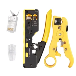 Rj45 multi função crimper cat5 cat6 cat7 cat8 ethernet cabo stripper braçadeira pinças crimper ferramentas de friso conjunto
