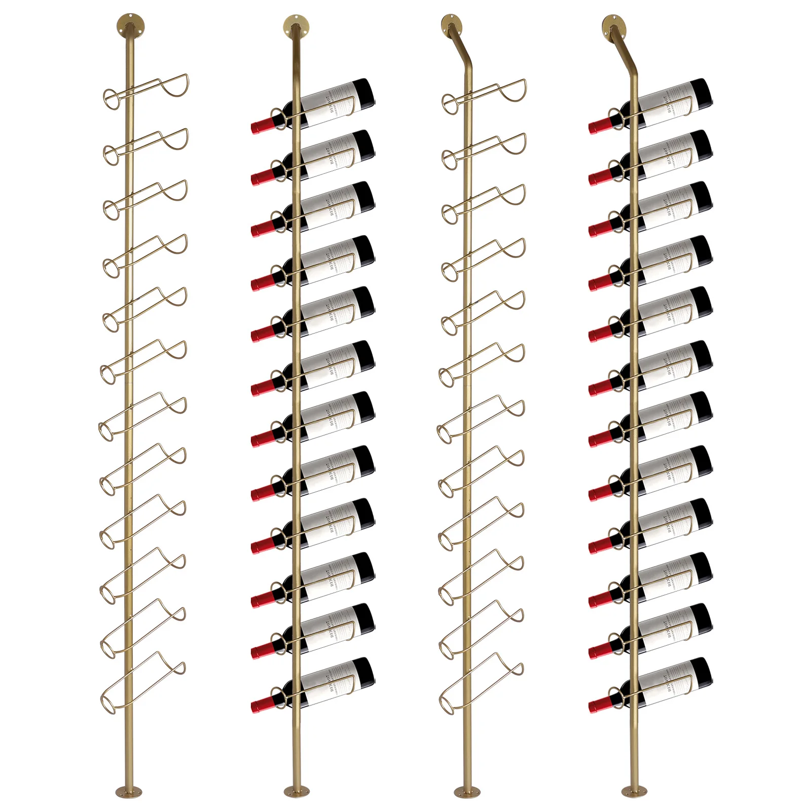 5 Pack Wall Mounted Wine Rack Holds 60 Bottles Metal Storage Rack Wine Bottle Display Holder for Bar Kitchen Cellar Restaurant