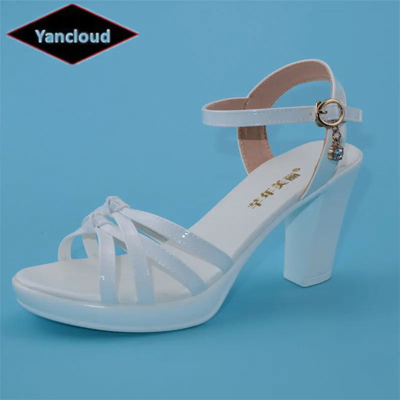 

Yancloud Small Size 32-43 soft Leather Platform Shoes Women Summer 2022 Elegant Block High Heels Sandals for Office Party Mom