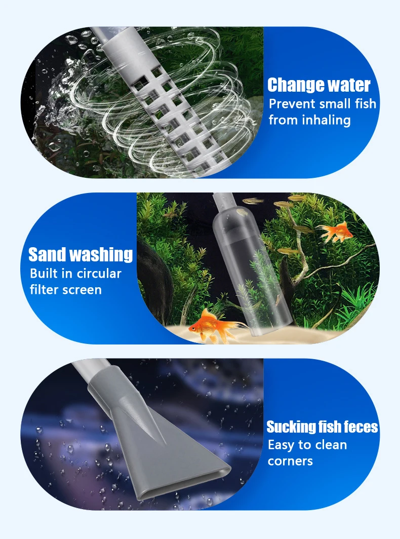 Neue Aquarium Wasser Wechsler Sand Waschmaschine Wasserpumpe Aquarium Wasser Absorber Siphon Rohr Manuelle Wasser Wechsler Toilette – Detail 3