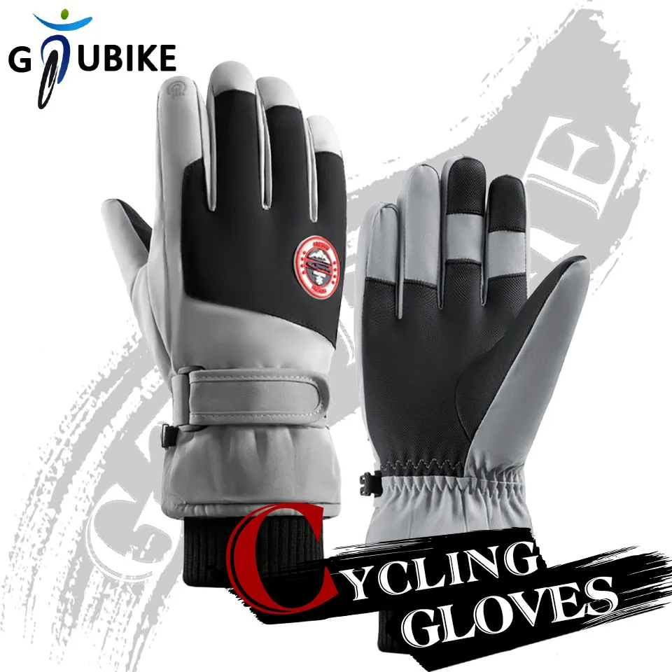 

GTUBIKE Winter Snowboard Thermal Ski Gloves Palm Non-slip Touch Screen Waterproof Motorcycle Riding Fleece Warm Cycling Mittens