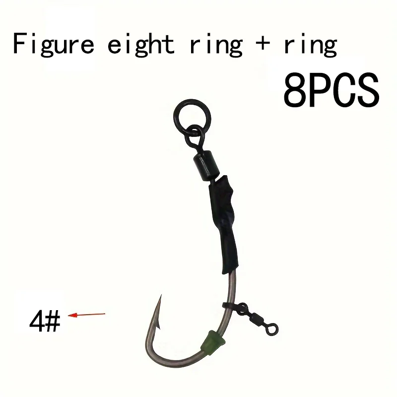 Montages Carp Ready Tied 8PCS Ronnie Rig Hook Links Hair Combi Chod Rig pour Carpe de 2# à 8#