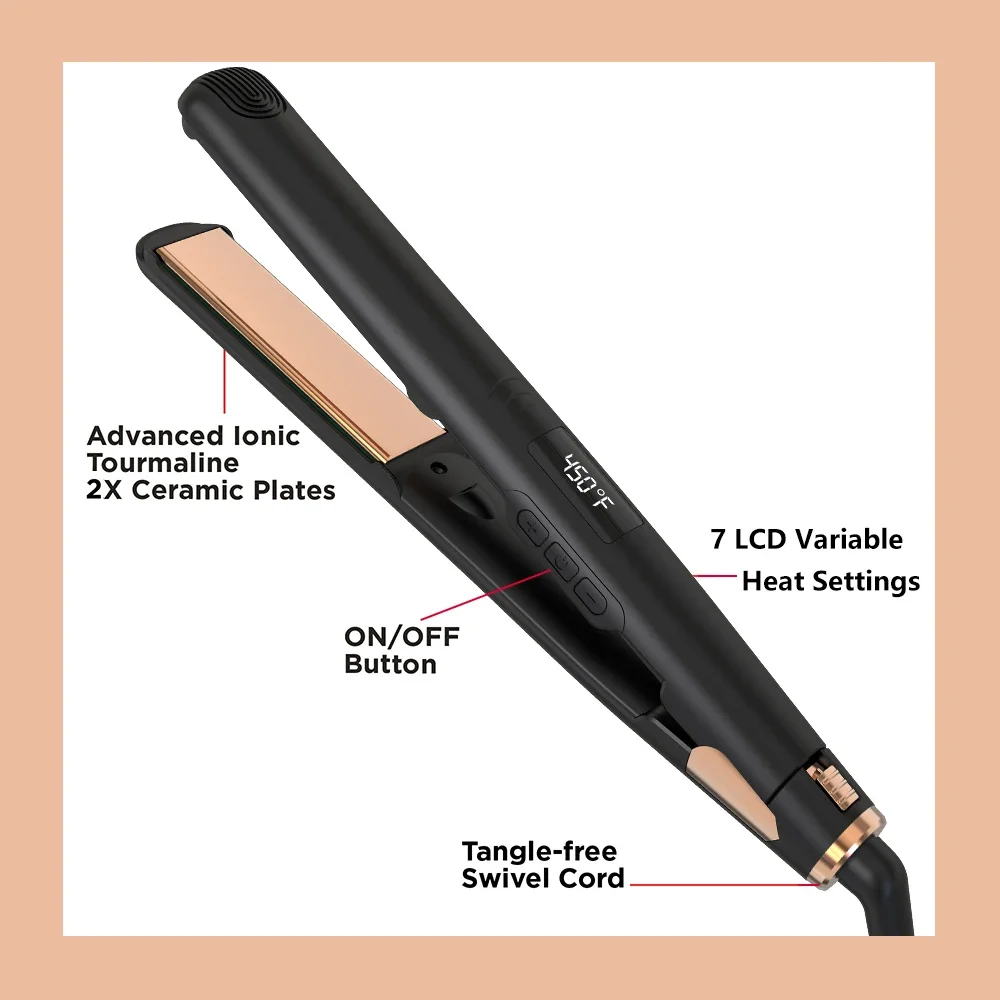 Original Ceramic Hair Straightening Flat Iron 1 Plates Black Professional Salon Model Hair Straightener & Curler