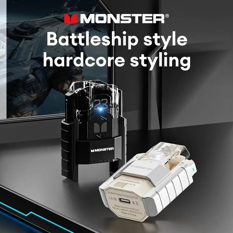 Monster XKT23 무선 블루투스 5.4 헤드폰, 로봇 디자인, TWS HD 음성 이어폰, HIFI 스테레오 헤드셋, 듀얼 씬 모드 이어버드