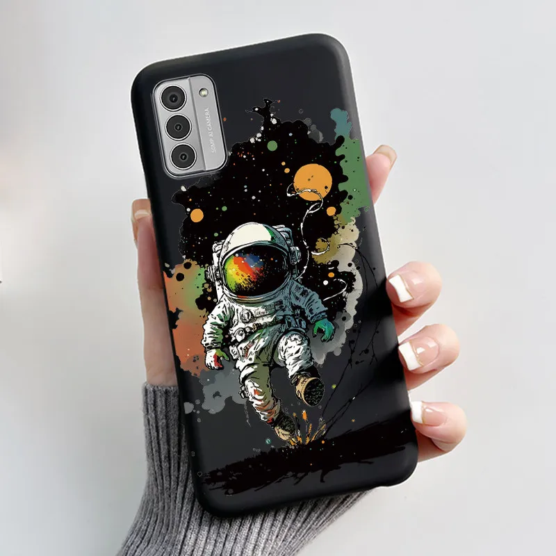 Silicone Soft Black Aesthetic Cute Cat Astronaut Phone Case Bumper Shell