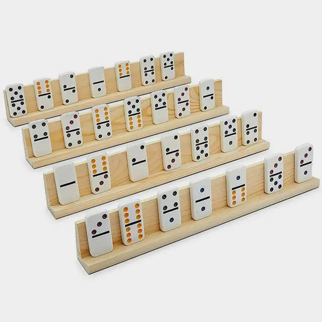 8 Pcs Wooden Letter Naments Domino Stand Rack Display Base Diy Building Blocks Storage Material Versatile Use Elegant Natural 2