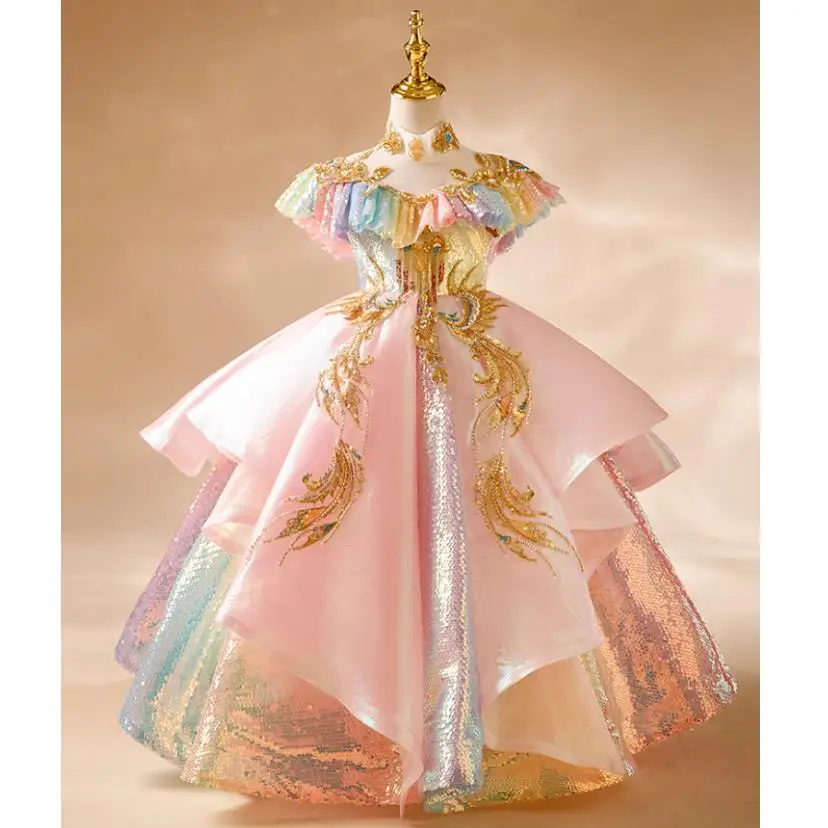 HighEnd Luxury Dress For Baby Girls Children's Sequin Design Long