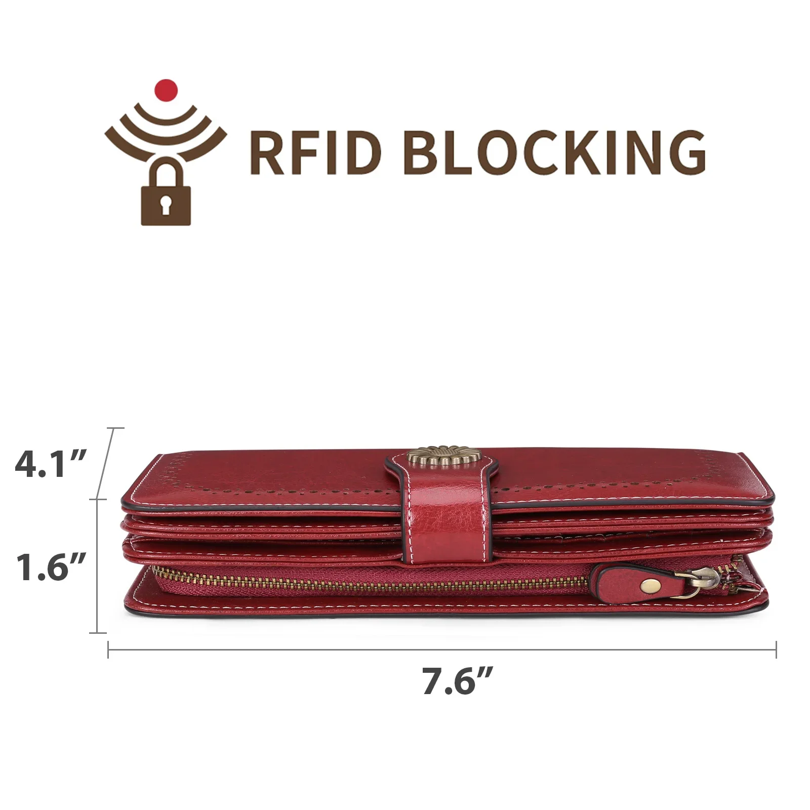 Genuine Leather Women Wallet Long Style Fashion RFID Clutch Wallet Card Holder Zipper Coin Phone Pocket Female Purse Money Bag