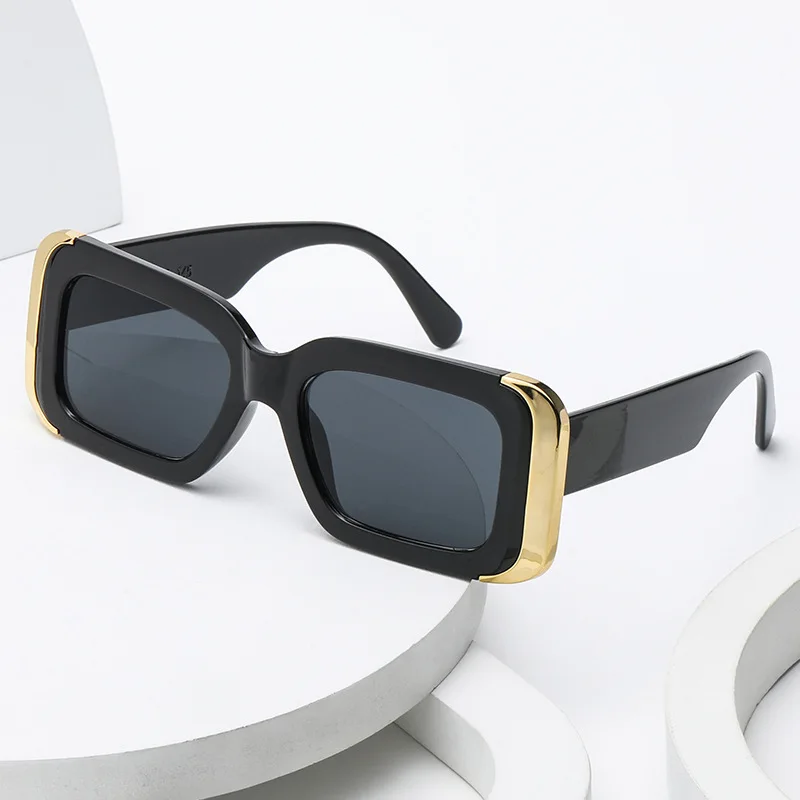 

Retro Small Narrow Frame Rectangular Gold Rimmed Sunglasses for Men and Women Trendy and Cool 2024 New Bouncy Glasses
