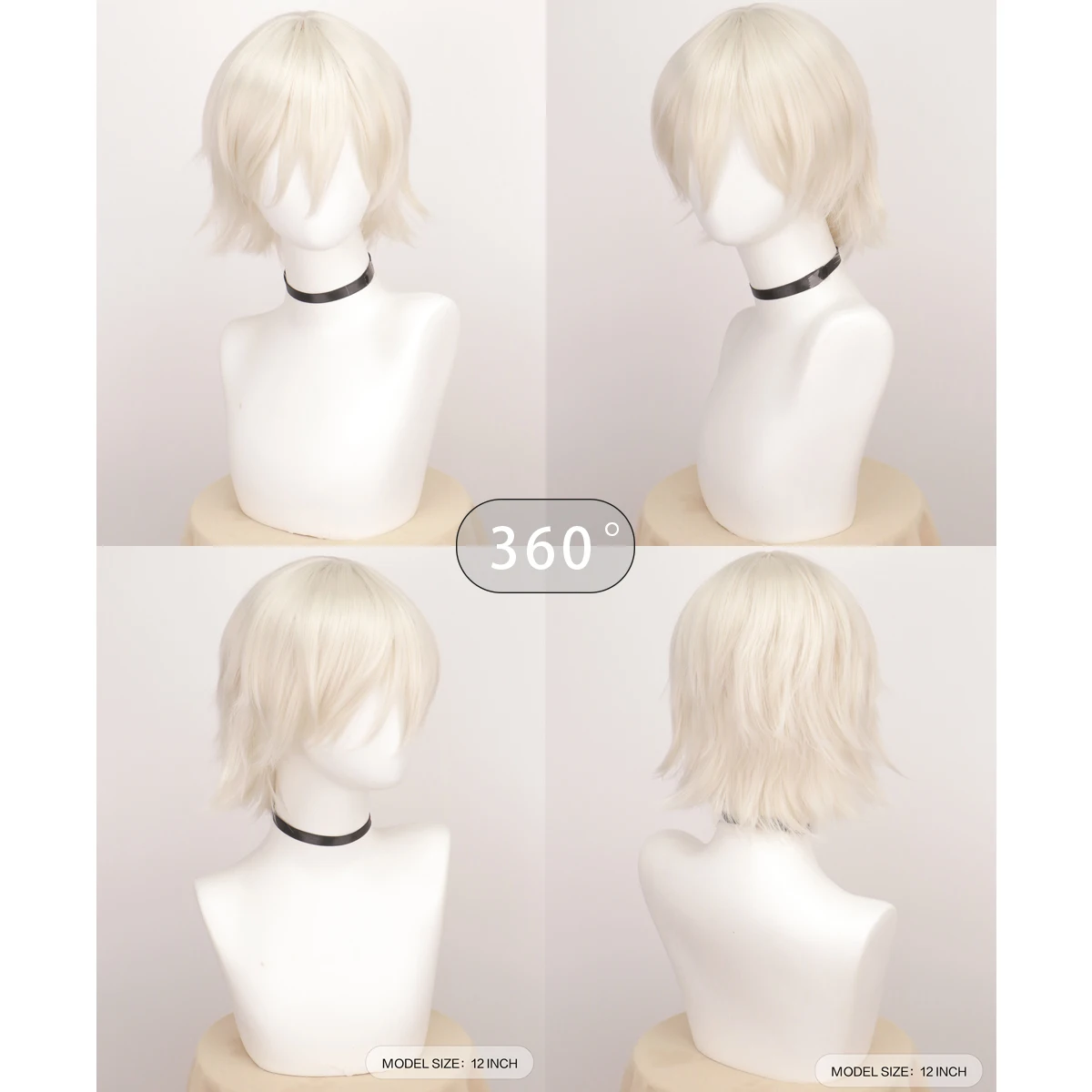Synthetische Unisex 12 Zoll kurze Cosplay Haar Party weiß rot rosa blond orange gelb Perücken mit Pony Lolita Perücke für Männer Frauen – Detail 8