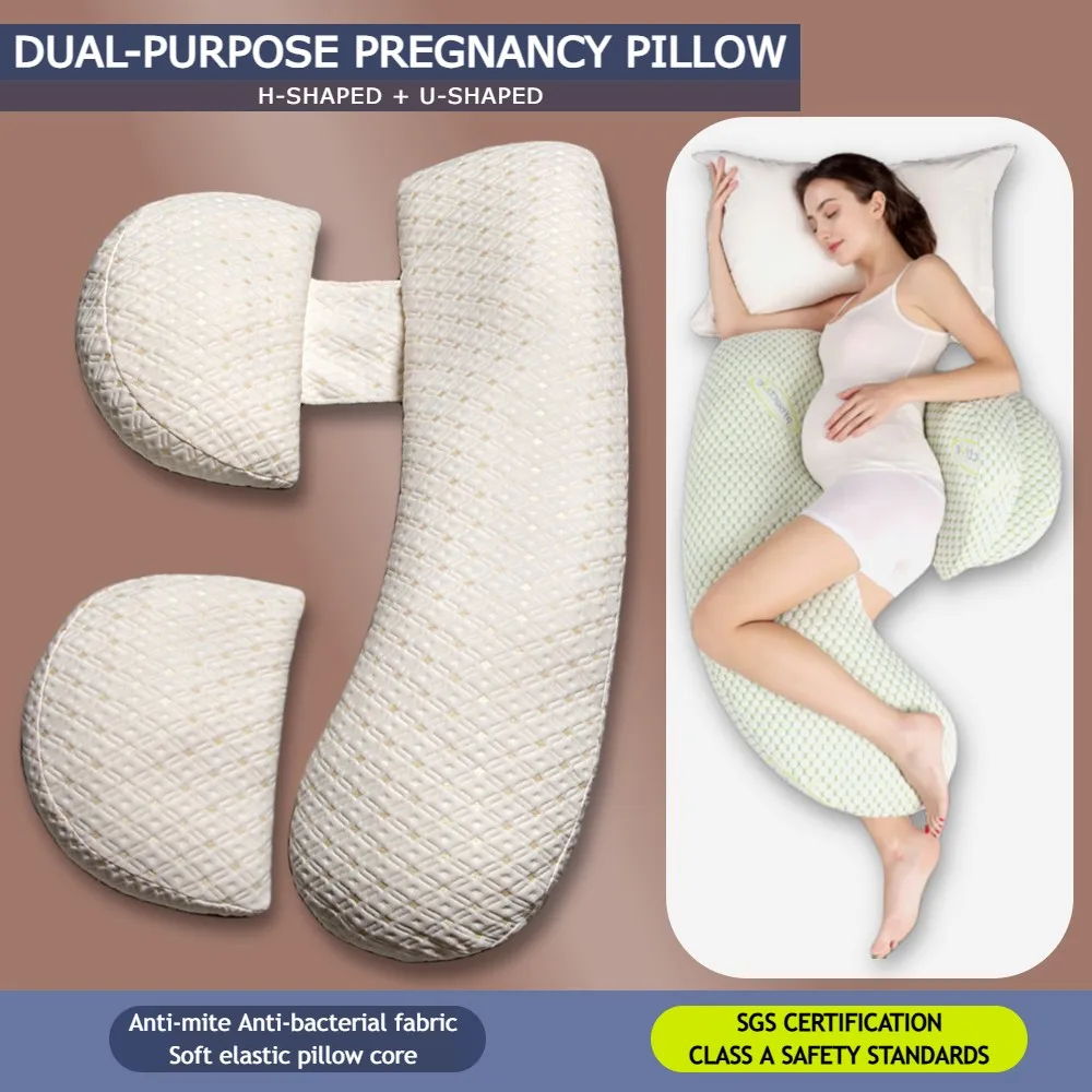Pregnancy Pillow Multifunctional Body Pillow Maternity H+U-shaped Lumbar Leg Support Cusion Machine Washable