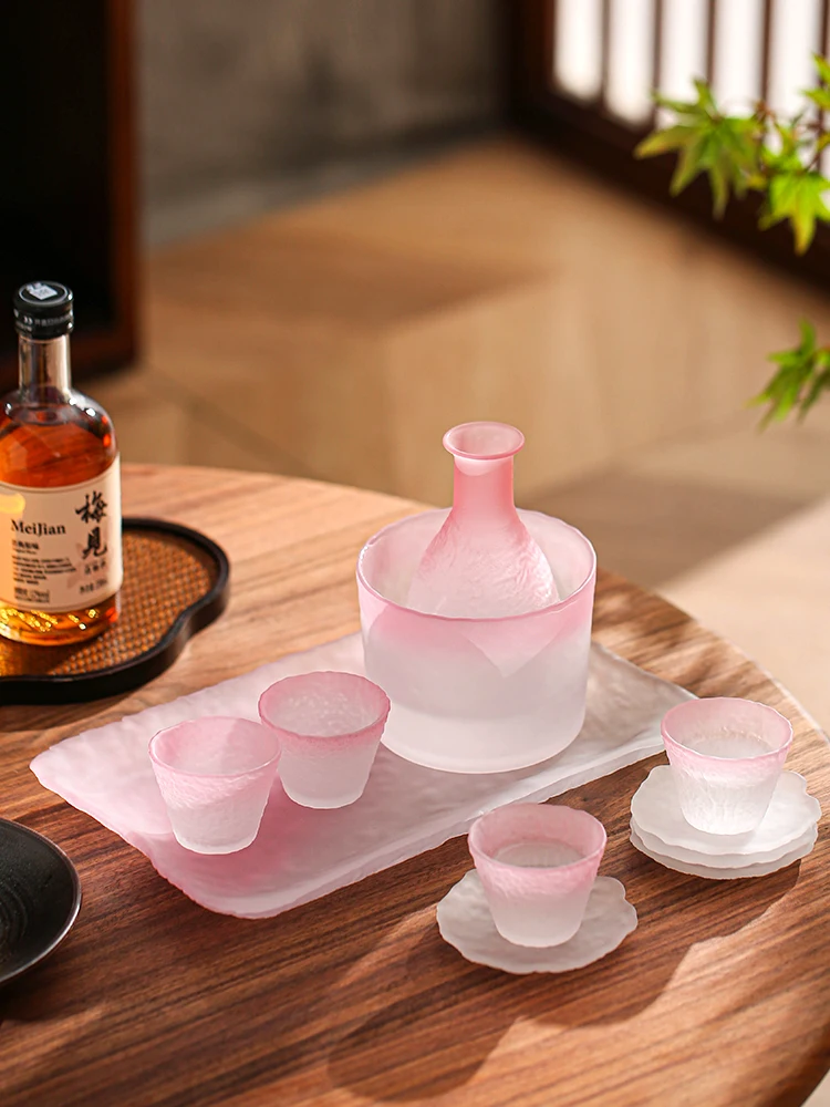 

Pink Shot Glass Japanese Style Sake Wine Glasses Set Tea Cup Set Wine Dispenser Wine Pot Wine Cup Home Party Drinking Glasses