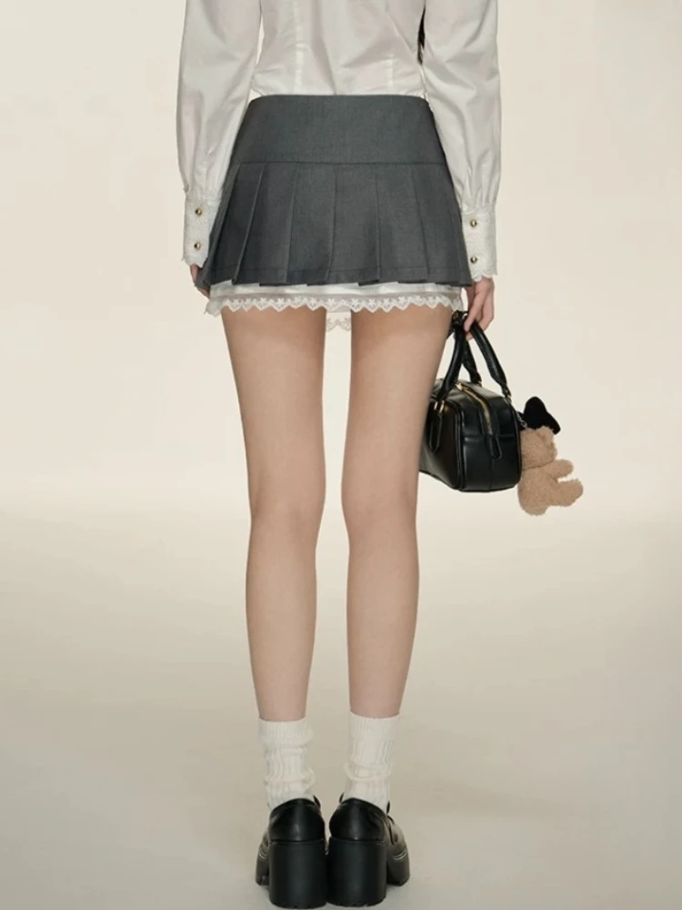 HOUZHOU Y2k Harajuku Kawaii Mini Skirt Women Japanese Style Design Sweet Sexy Lace Bow Bandage Party Skirt Soft Gril Summer 2024