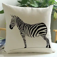 Wild Animal Style Decorative Cushion African Zebra Elephant Giraffe Cushion Square Throw Pillows Cotton Linen Pillowcase 45x45cm 5