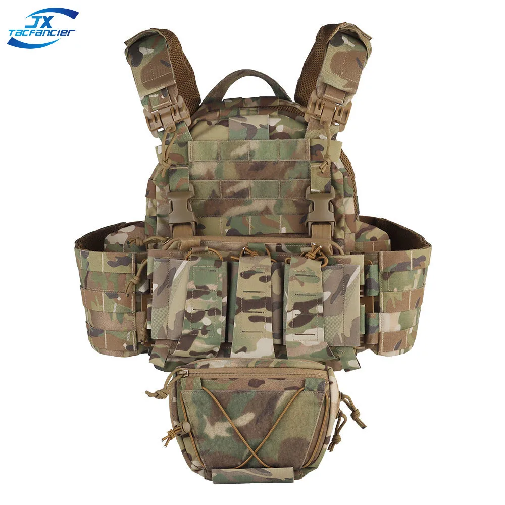 

Tactical ARC Plate Carrier Quick Release Buckle Elastic Cord Dump Sub Abdominal Pack Triple MAG Pouch Paintball Hunting Vest