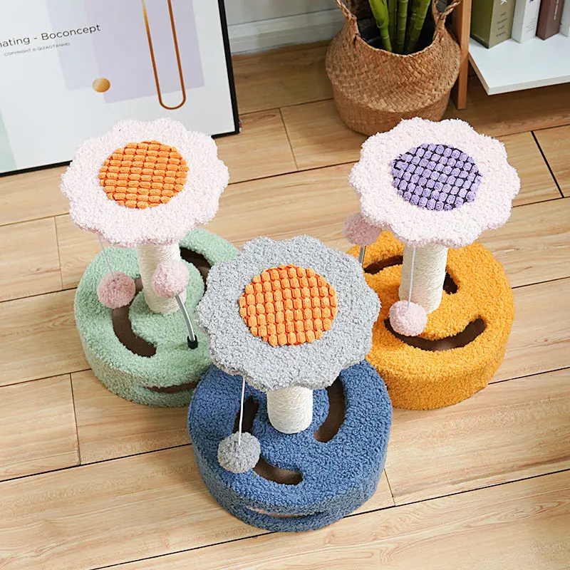 

Large Pet Cute Cat Scratching Post Flower Scratcher Toy Cats Teaser Ball Kitty Kitten Stand Climbing Frame Scratch Board Sisal