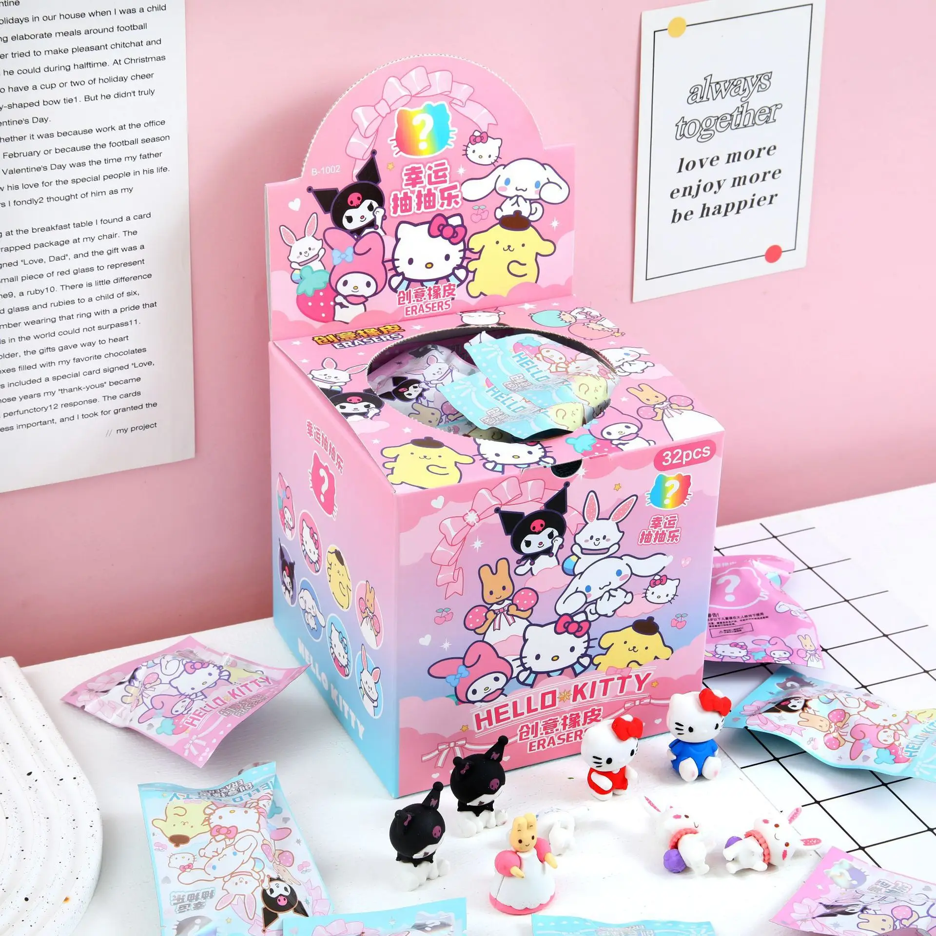

New Cartoon Sanrio 3D Eraser Blind Bag Cute Student Stationery Lolo Mi Eraser Blind Box Draw Fun Casual Accessories Gift Toys