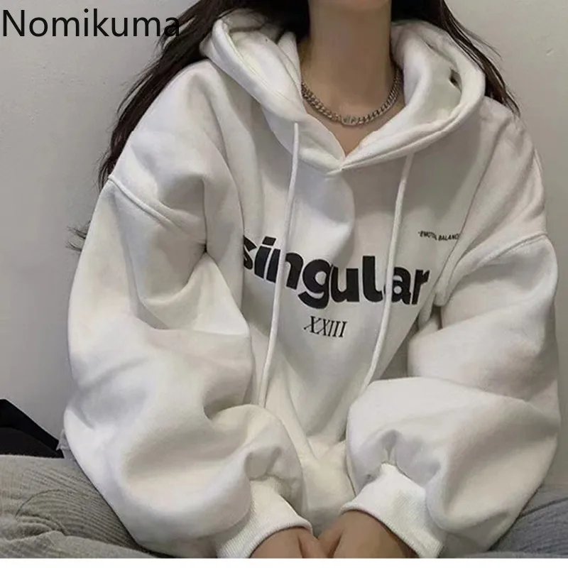 

Streetwear Hoodies for Womn Thicked Casual Fashion Y2k Tops 2024 Ropa Mujer Hooded Letter Solid Color Long Sleeve Sweatshirts