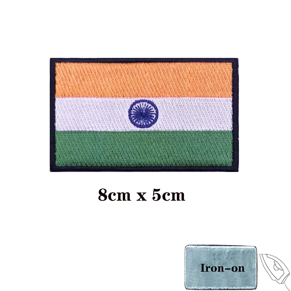 Indian flag India Patches Armband Embroidered Patch Hook & Loop Iron On Embroidery  Badge Military Stripe