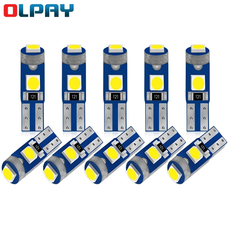 10pcs T5 Led Bulb W3W W1.2W 12V Led Canbus Car Interior Lights Dashboard Warming Indicator Wedge Auto Instrument Lamp