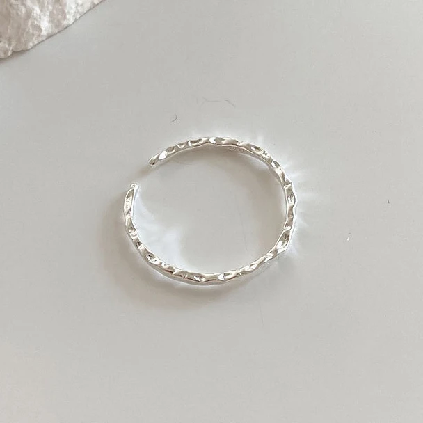 Silver Rings 925 Sterling Minimalist Geometric Round For Women Opening Irregular Accessories