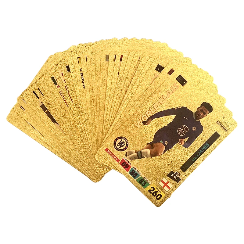 Game Cards Collectible Cards Football Trading Cards World Football Stars Football Cards Limited Edition Gold Card Plastic Material Player Toy Card Children's Fan Gift Pack