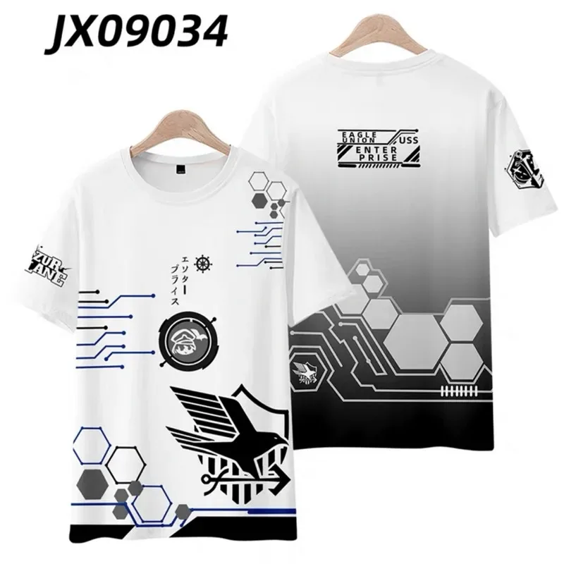 

Azur lane 3D impression ã o camiseta ver ã o moda em torno do pesco ç o manga curta popular jogo streetwear