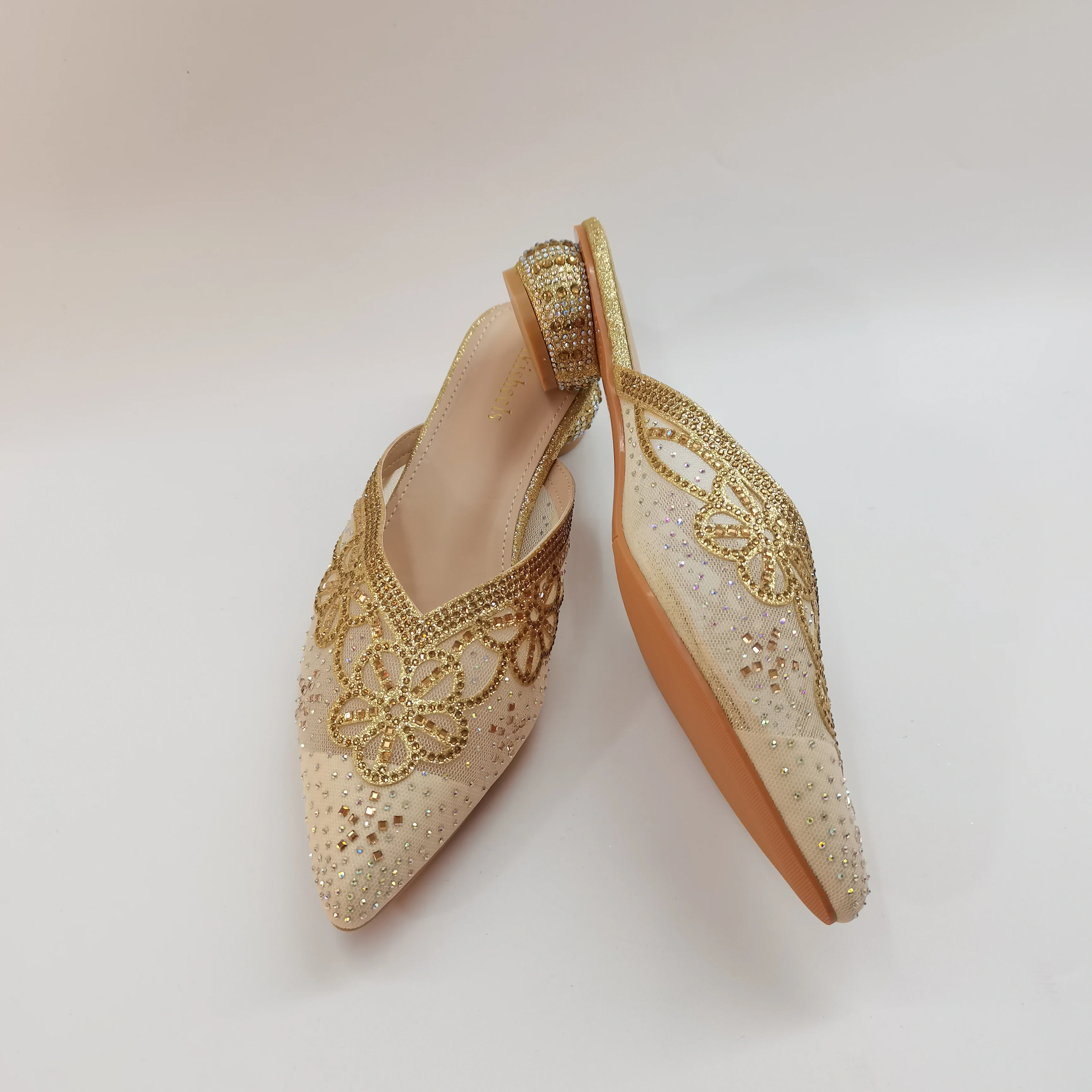 Italian Ladies Soft Sandals Pretty Blue Embroidered Mesh Mules For All Occasions Women's Comfortable Shoes Hot Selling_vogvips.com