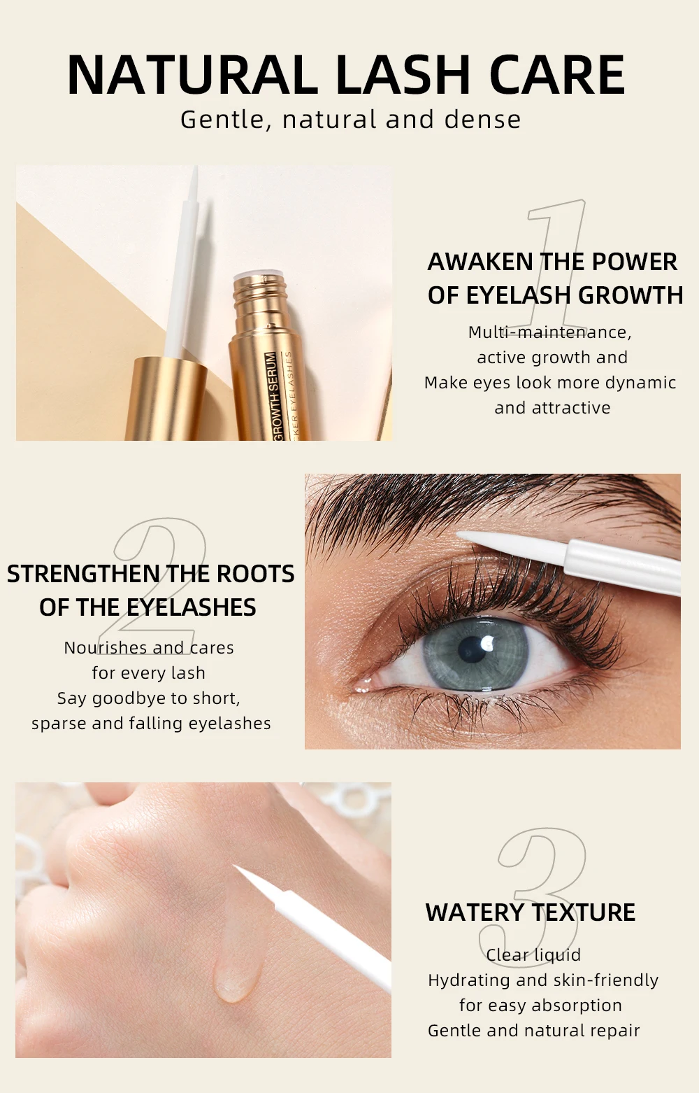 QIBEST Wimpernwachstumsserum Wimpernverstärker Vitamin E Behandlung Wimpernlifting Nährendes Wimpernserum Verlängerndes Make-up Mascara – Detail 4