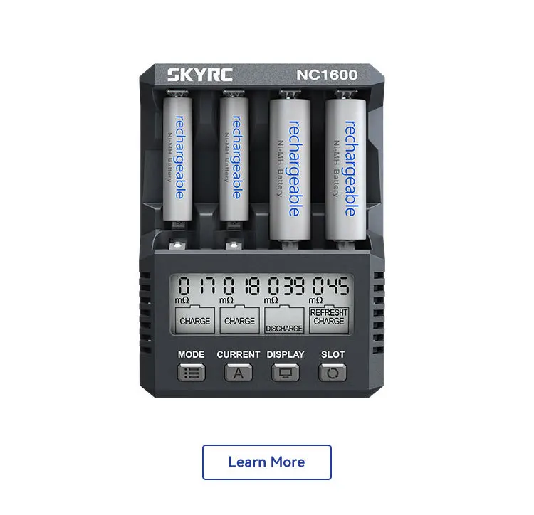 

SKYRC NC1600 4-Bay NiMH/NiCD Battery Charger With LCD Display USB Cable Manual Portable Charger For AA/AAA Batteries