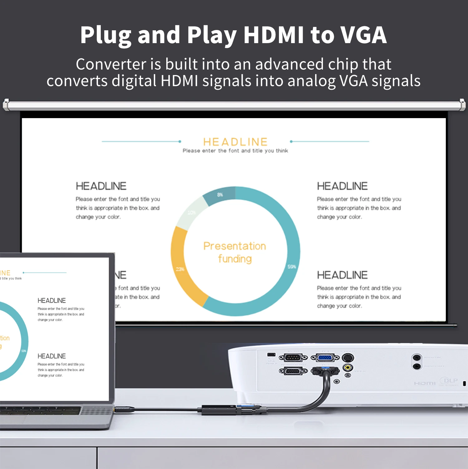 HDMI to VGA ̺  ȯ,  , 1080P @ 60Hz