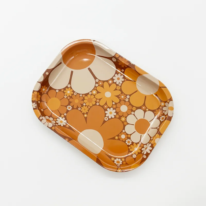 Chrysanthemum pattern tobacco operation panel 180*140mm smoke tray tinplate smoking assembly decorative tray
