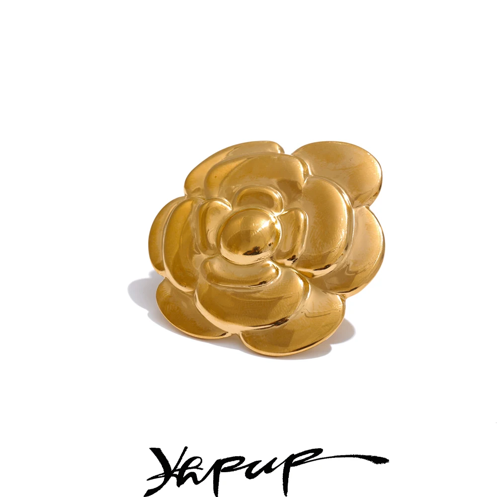 Yhpup Stainless Steel Flower Plant Brooch Pin Waterproof