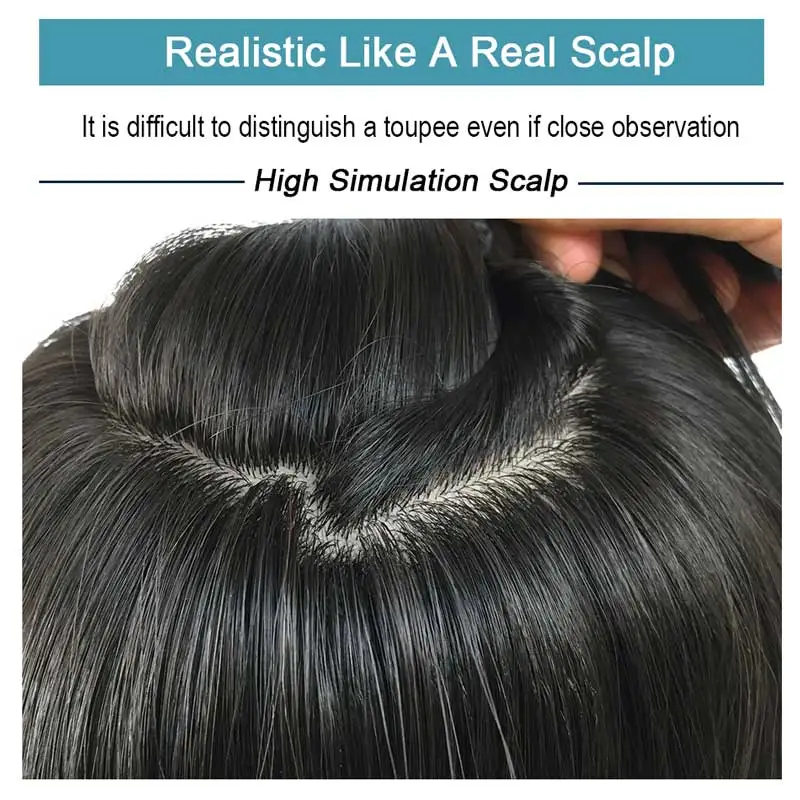 Silk Base Toupee Realistic Men's Wig Lace Hair System Wigs Human Hair Male Hair Prosthesis Asian Wig Man Natural Hair Hairpiece 2