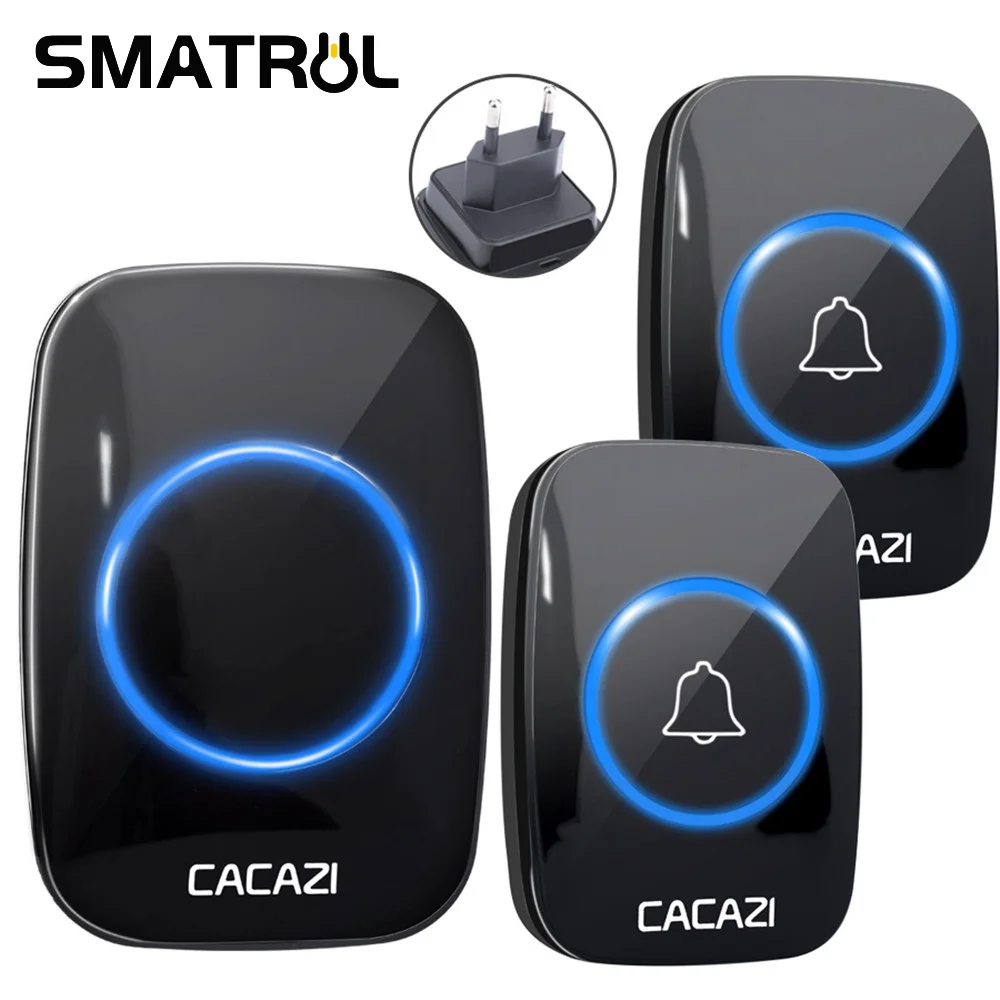 60 Chime 110DB 300M Wireless Doorbell Waterproof Remote EU Plug Smart Door Bell Battery 2 Button 1 Receiver wireless doorbell