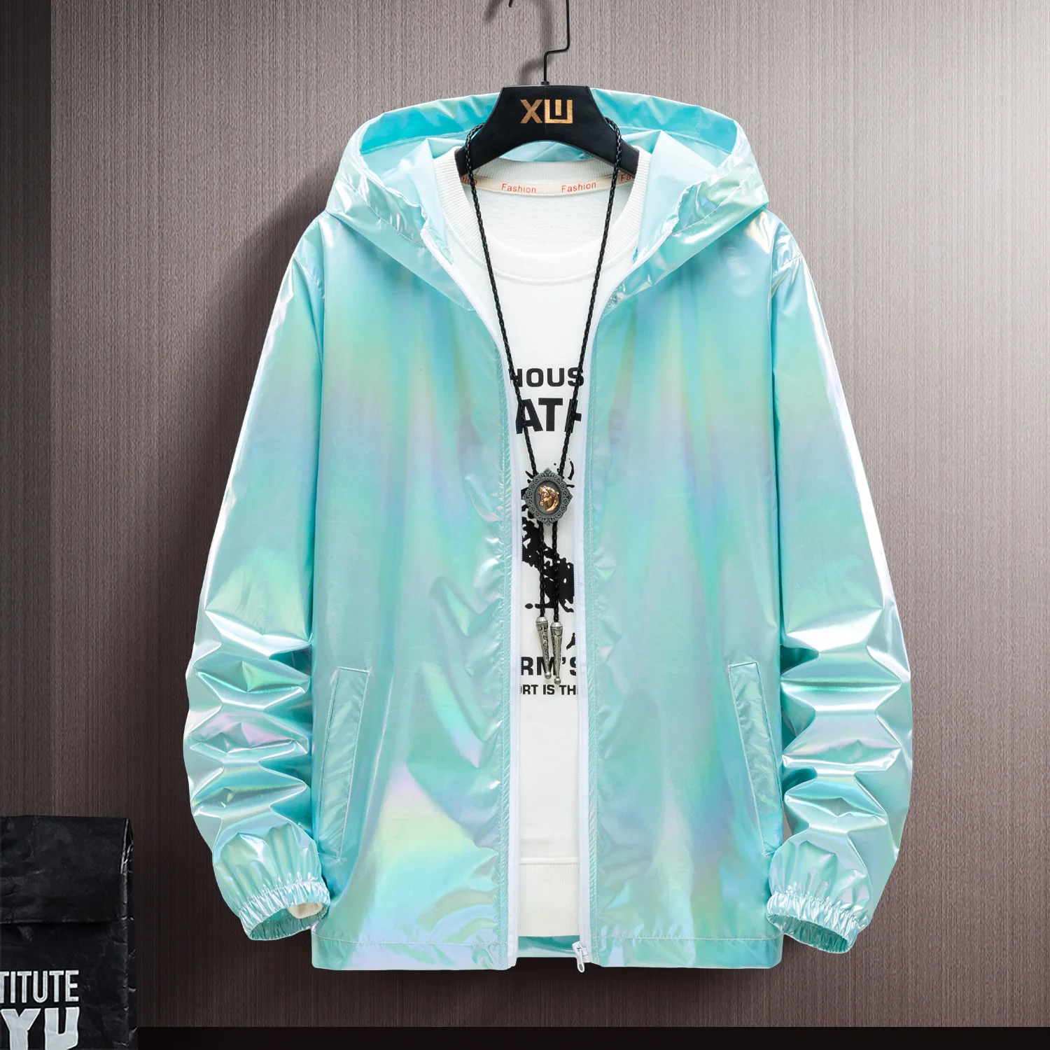 

Summer Jacket Women White Pl Size Loose Thin Couple Hooded Tops 2022 Spring Autumn New Blue Waterproof Cargo Coats