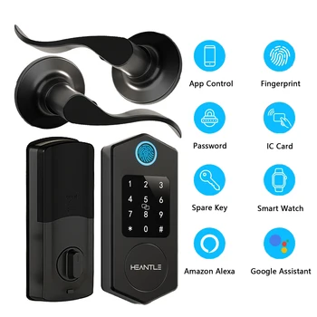 A3 Fingerprint Smart Front Door Lock Keyless Entry Set with 2 Handles Keypad Electronic Digital Deadbolt Locks for Home Office 1