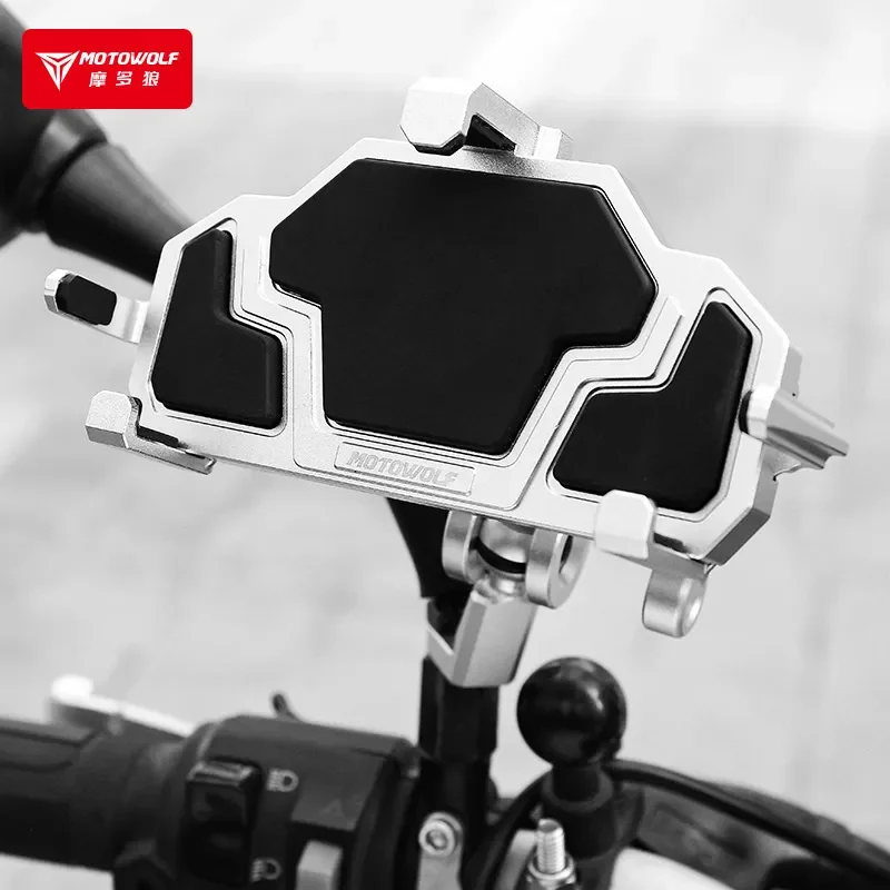

MOTOWOLF Motorcycle Outdoor Shock Absorbing Aluminum Alloy Mobile Phone Holder Electric Vehicle Shockproof Navigation Holder