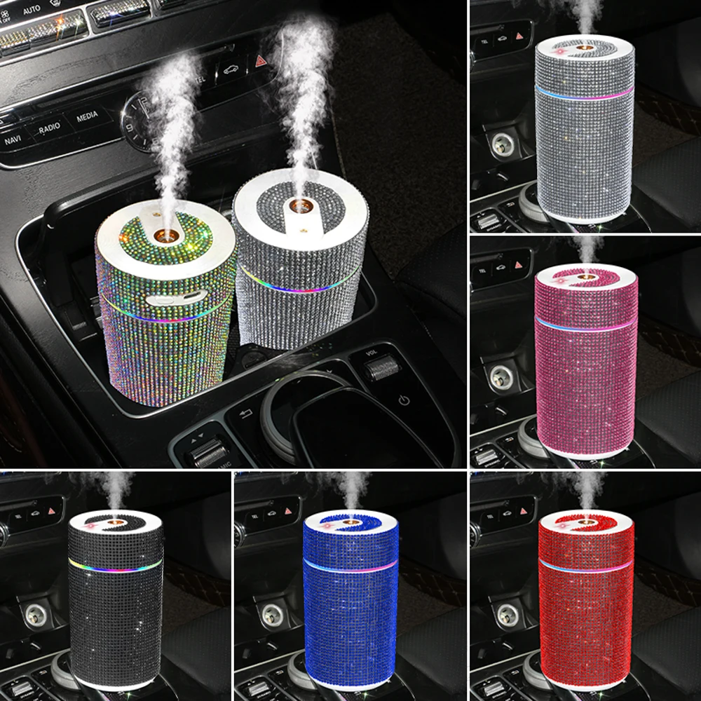 Diamond Car Air Humidifier Starry Sky Projection Humidifier Crystal Rhinestone Diffuser Air Freshener Bling Car Accessories