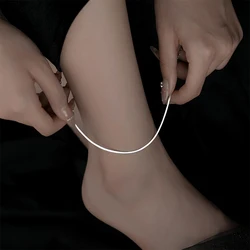925 Sterling Silver Snake Bone Anklet Exquisite Temperament Sexy Anklet Long Anklet Sparkling Footchains Birthday Gift Jewelry