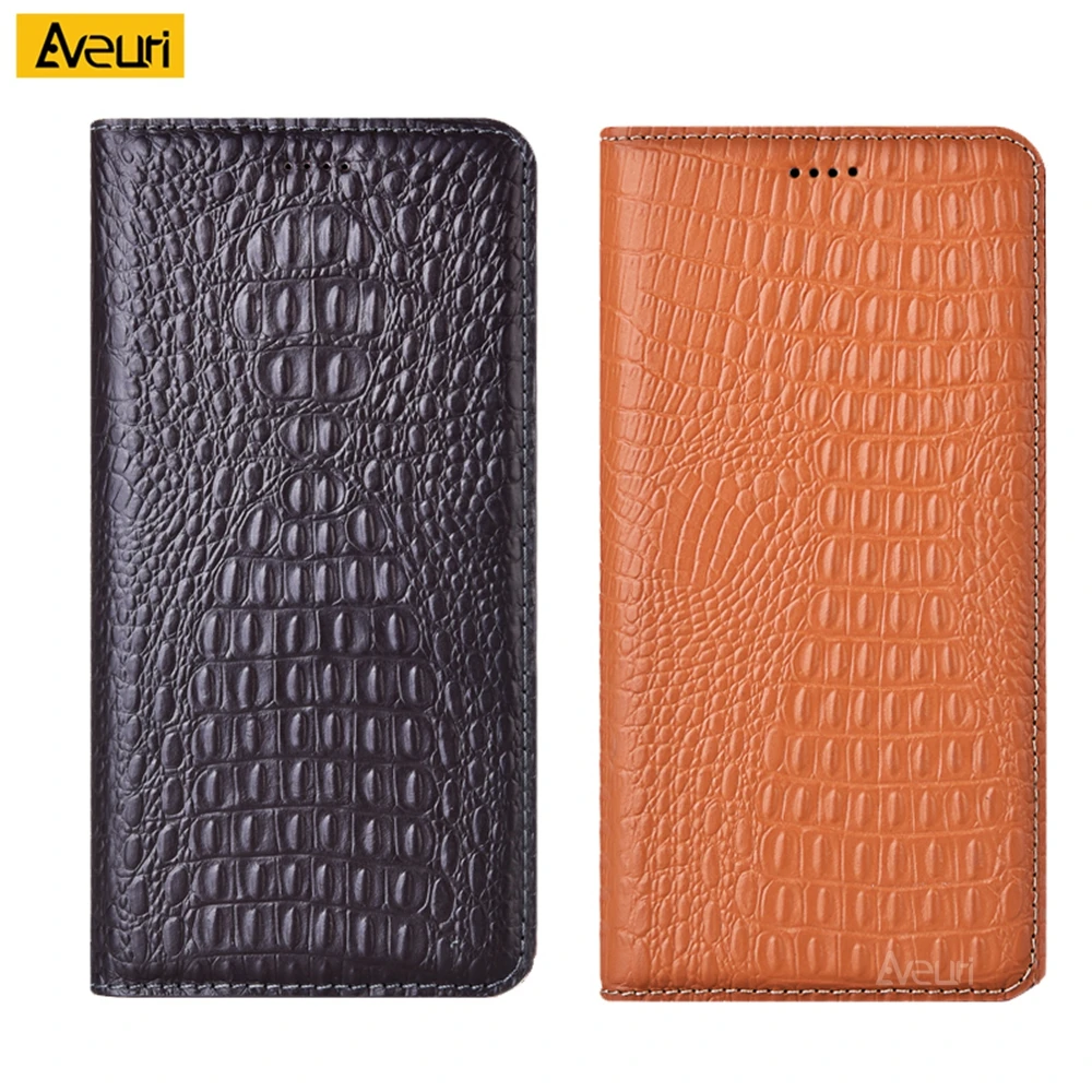 

Luxury Genuine Leather Flip Phone Case For OPPO Realme C1 C2 C3 C11 C12 C15 C17 Crocodile Cover For OPPO Realme X50 X7 Pro Case